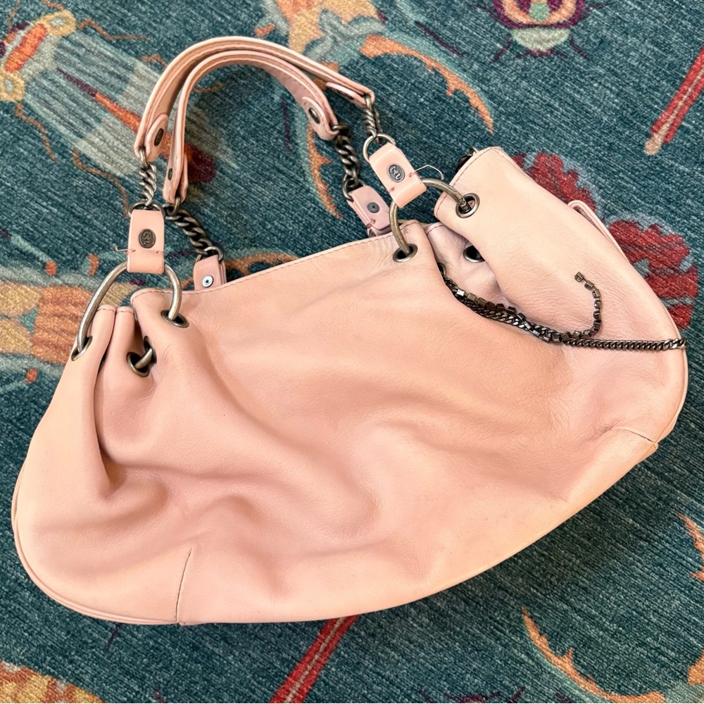 Vintage 90s y2k Juicy Couture Women’s Pink Leather Shoulder Bag